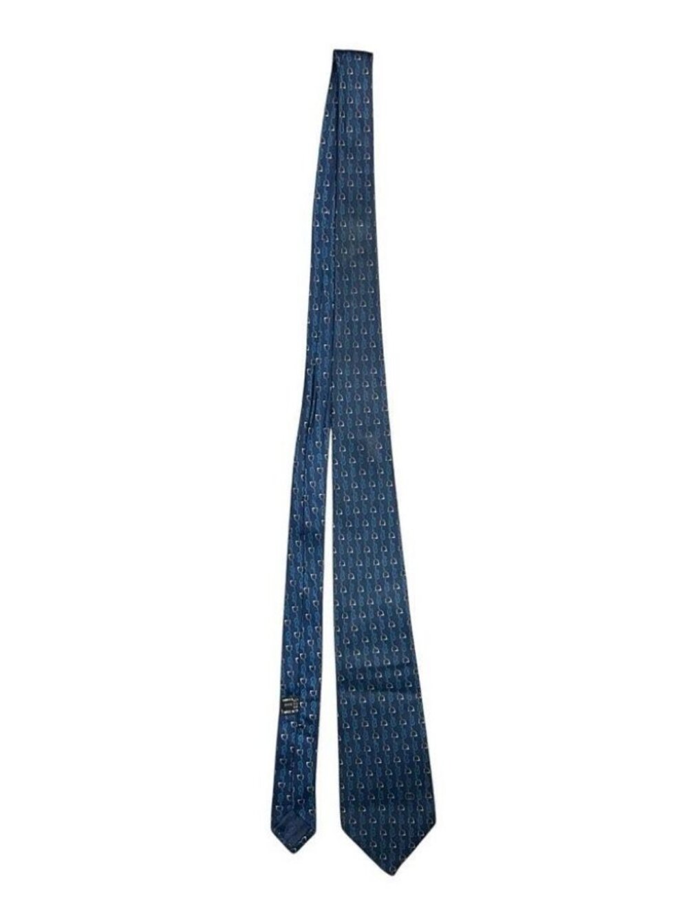 Gucci Mens Navy Blue Printed Silk Designer Neck Tie Pointed Adjustable Italy